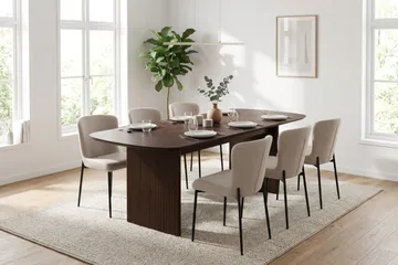 Alma spisegruppe rektangulær 220 cm røkt eik med 6 Elsie spisestoler - Røkt eik - Møbler - Bord - Spisegruppe