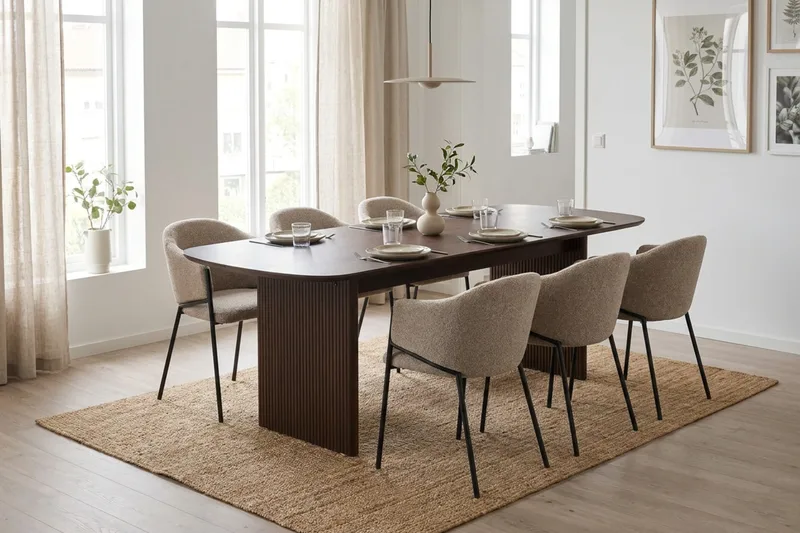 Alma spisegruppe rektangulær 220 cm røkt eik med 6 Filip spisestoler - Røkt eik - Møbler - Bord - Spisegruppe