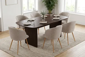 Alma spisegruppe rektangulær 220 cm røkt eik med 6 Greya spisestoler - Røkt eik - Møbler - Bord - Spisegruppe