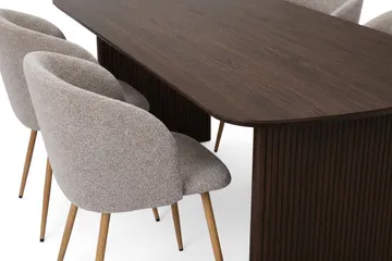 Alma spisegruppe rektangulær 220 cm røkt eik med 6 Greya spisestoler - Røkt eik - Møbler - Bord - Spisegruppe