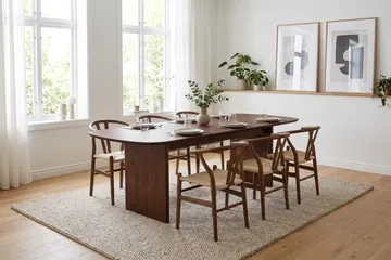 Alma spisegruppe rektangulær 220 cm valnøtt med 6 Dastoori spisestoler - Valnøtt - Møbler - Bord - Spisegruppe