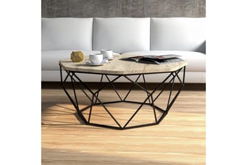 Almasi Ovalt Sofabord 90 cm i Stein med Understell i Metall - Beige - Møbler - Bord - Sofabord & salongbord