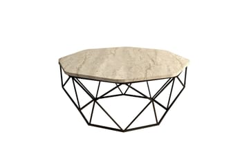 Almasi Ovalt Sofabord 90 cm i Stein med Understell i Metall - Beige - Møbler - Bord - Sofabord & salongbord