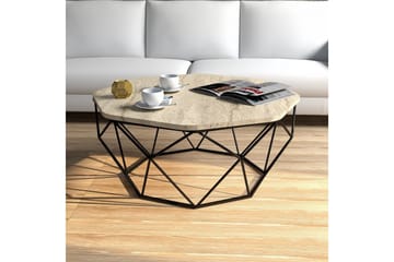 Almasi Ovalt Sofabord 90 cm i Stein med Understell i Metall - Beige - Møbler - Bord - Sofabord & salongbord