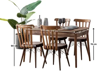 Alvryn spisegruppe bord 130 cm + 4 stoler - Brun - Møbler - Bord - Spisegruppe