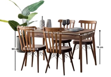 Alvryn spisegruppe bord 130 cm + 4 stoler - Brun - Møbler - Bord - Spisegruppe