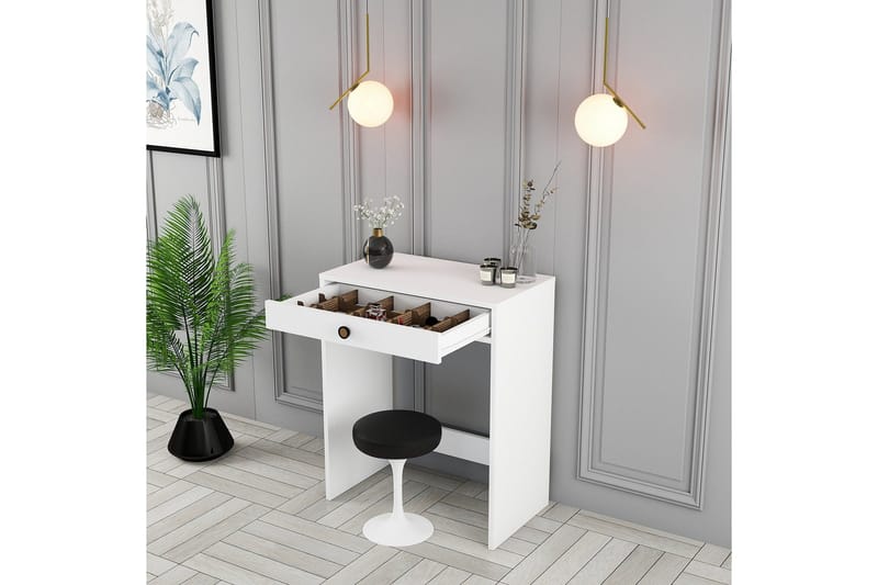 Ameias Sminkebord 70 cm med Oppbevaring og Skuffer i Malt Tre - Hvit - Møbler - Bord - Sminkebord & toalettbord