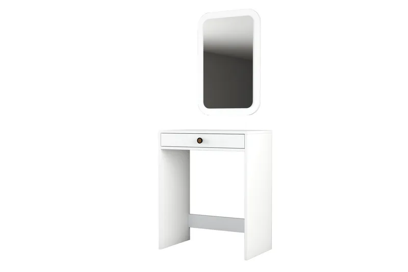 Ameias Sminkebord 70 cm med Oppbevaring og Skuffer i Malt Tre, Hvit