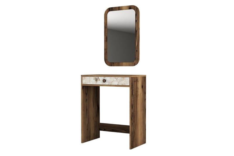 Ameias Sminkebord 70 cm - Valnøtt/Hvit/Marmor - Møbler - Bord - Sminkebord & toalettbord
