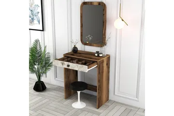 Ameias Sminkebord 70 cm - Valnøtt/Hvit/Marmor - Møbler - Bord - Sminkebord & toalettbord