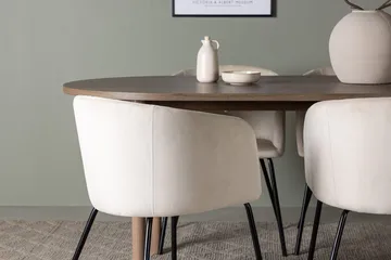 Andy Spisebord 180x90 cm Brun med 4 Berit Armstoler i Fløyel med Armlener - Møbler - Bord - Spisegruppe