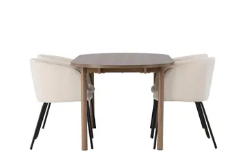 Andy Spisebord 180x90 cm Brun med 4 Berit Armstoler i Fløyel med Armlener - Møbler - Bord - Spisegruppe