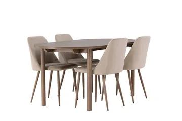 Andy Spisebord 180x90 cm Brun med 4 Night Spisestoler - Møbler - Bord - Spisegruppe