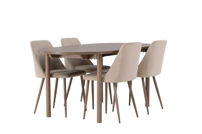 Andy Spisebord 180x90 cm Brun med 4 Night Spisestoler - Møbler - Bord - Spisegruppe