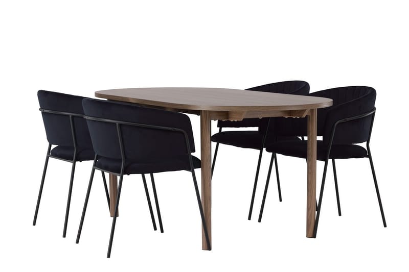 Andy Spisebord 180x90 cm Brun med 4 Selma Spisestoler - Møbler - Bord - Spisegruppe