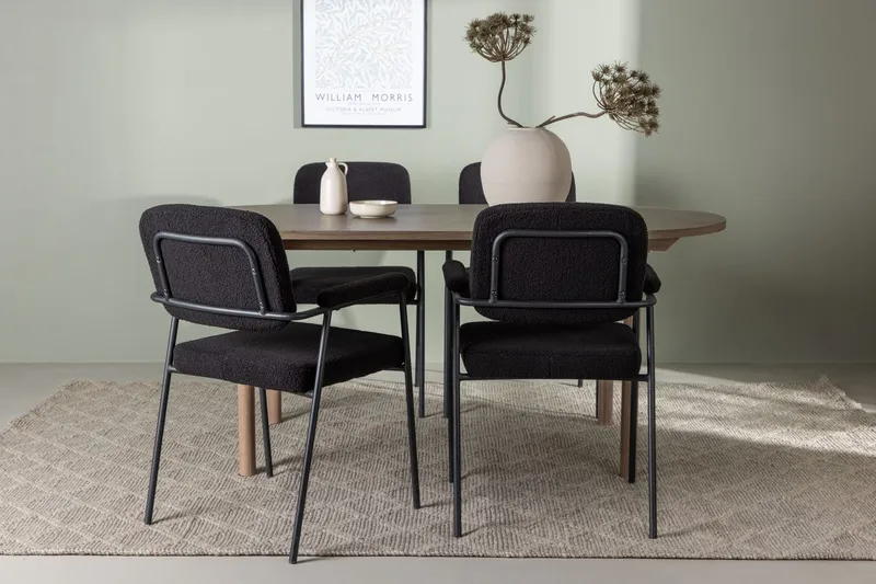 Andy Spisebord 180x90 cm Brun med 4 Yesterday Spisestoler