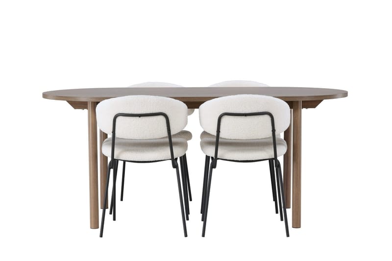 Andy spisebord 180x90 cm brunt med 4 Chico spisestoler - Møbler - Bord - Spisegruppe