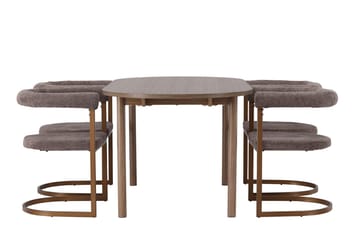 Andy spisebord 180x90 cm brunt med 4 Morning armstoler - Møbler - Bord - Spisegruppe