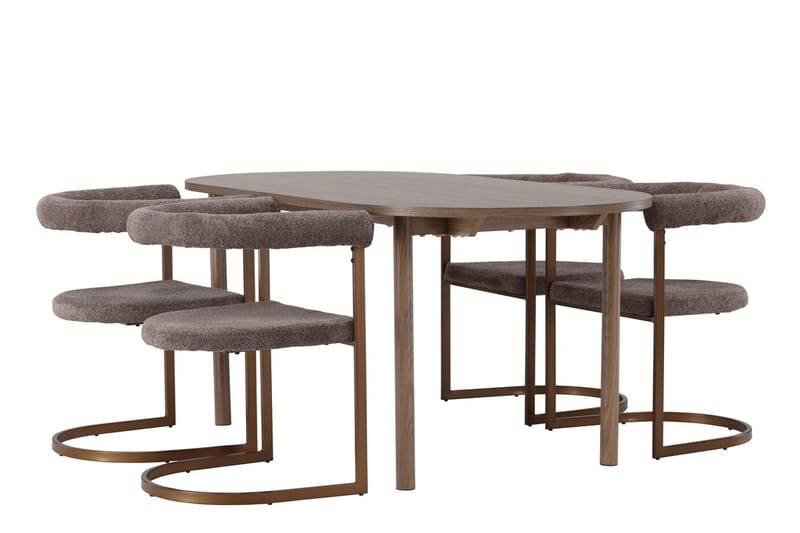 Andy spisebord 180x90 cm brunt med 4 Morning armstoler - Møbler - Bord - Spisegruppe