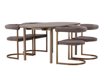 Andy spisebord 180x90 cm brunt med 4 Morning armstoler - Møbler - Bord - Spisegruppe