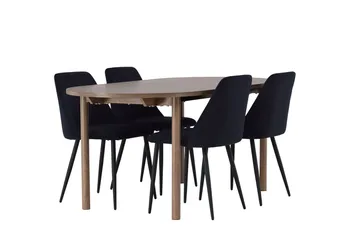 Andy spisebord 180x90 cm brunt med 4 Night spisestoler - Møbler - Bord - Spisegruppe