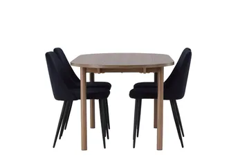 Andy spisebord 180x90 cm brunt med 4 Night spisestoler - Møbler - Bord - Spisegruppe