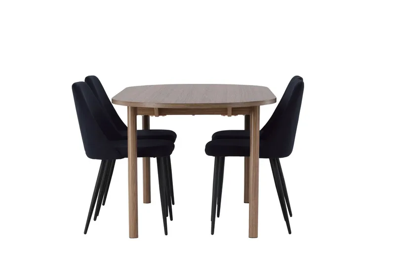 Andy spisebord 180x90 cm brunt med 4 Night spisestoler - Møbler - Bord - Spisegruppe