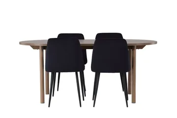 Andy spisebord 180x90 cm brunt med 4 Night spisestoler - Møbler - Bord - Spisegruppe