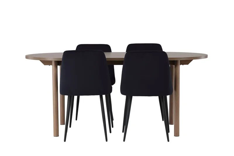 Andy spisebord 180x90 cm brunt med 4 Night spisestoler - Møbler - Bord - Spisegruppe