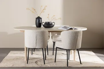 Andy Spisegruppe 180 cm Oval med 4 Agnes stoler - Whitewash/Hvid - Møbler - Bord - Spisegruppe