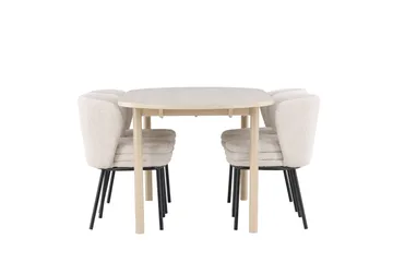 Andy Spisegruppe 180 cm Oval med 4 Agnes stoler - Whitewash/Hvid - Møbler - Bord - Spisegruppe
