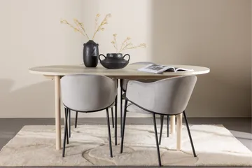 Andy Spisegruppe 180 cm Oval med 4 Evelina stoler - Whitewash/Grå - Møbler - Bord - Spisegruppe