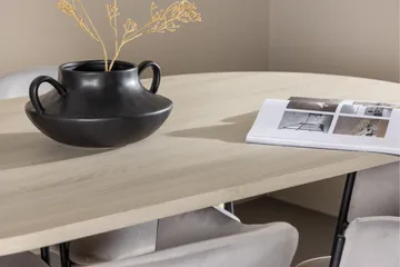 Andy Spisegruppe 180 cm Oval med 4 Evelina stoler - Whitewash/Grå - Møbler - Bord - Spisegruppe