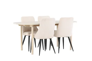 Andy Spisegruppe 180 cm Oval med 4 Leone stoler - Whitewash/Beige - Møbler - Bord - Spisegruppe