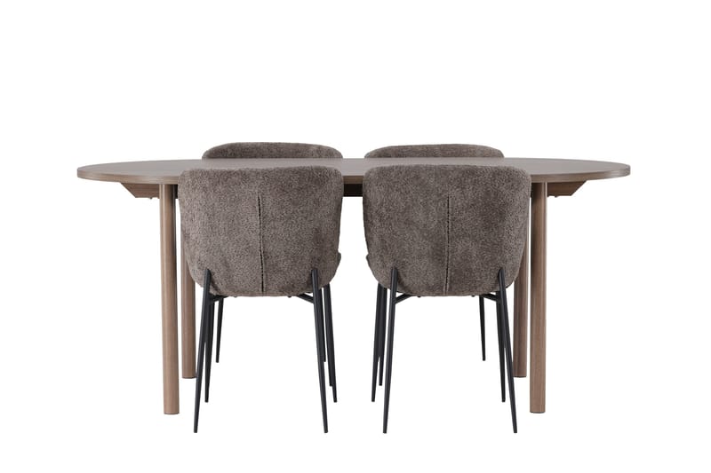 Andy Spisegruppe 180 cm Oval med 4 Modesto Stoler, Sort