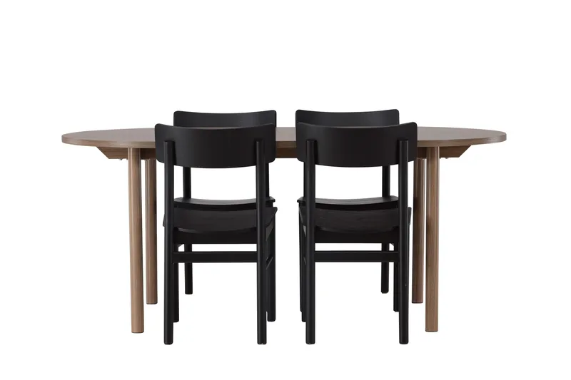 Andy Spisegruppe 180 cm Oval med 4 Montros Stoler, Sort