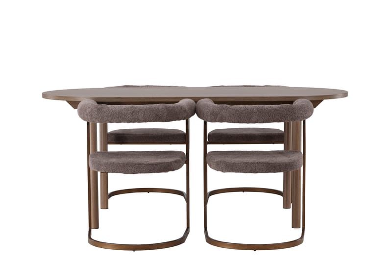Andy Spisegruppe 180 cm Oval med 4 Morning Stoler, Brun