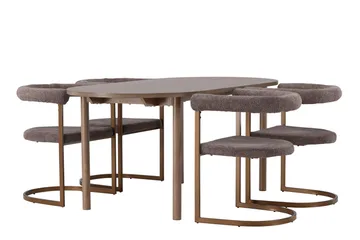 Andy Spisegruppe 180 cm Oval med 4 Morning Stoler - Brun - Møbler - Bord - Spisegruppe