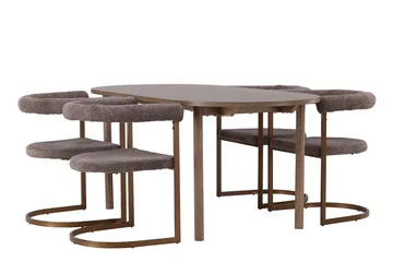Andy Spisegruppe 180 cm Oval med 4 Morning Stoler - Brun - Møbler - Bord - Spisegruppe
