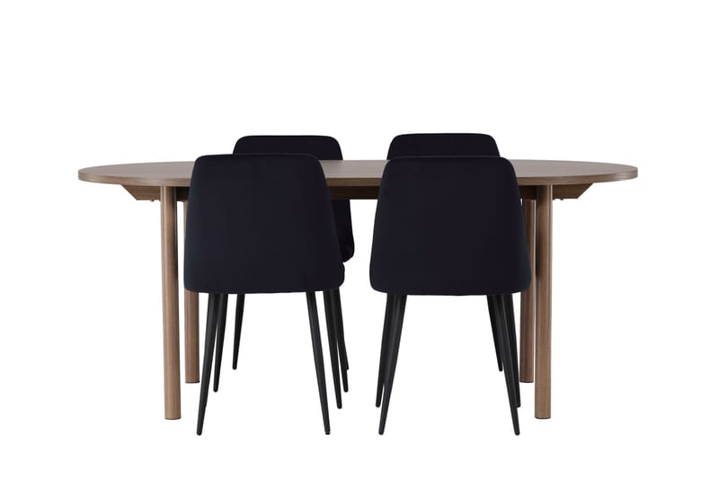 Andy Spisegruppe 180 cm Oval med 4 Night Stoler, Sort