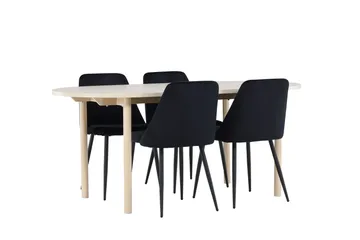 Andy Spisegruppe 180 cm Oval med 4 Night stoler - Whitewash/Sort - Møbler - Bord - Spisegruppe