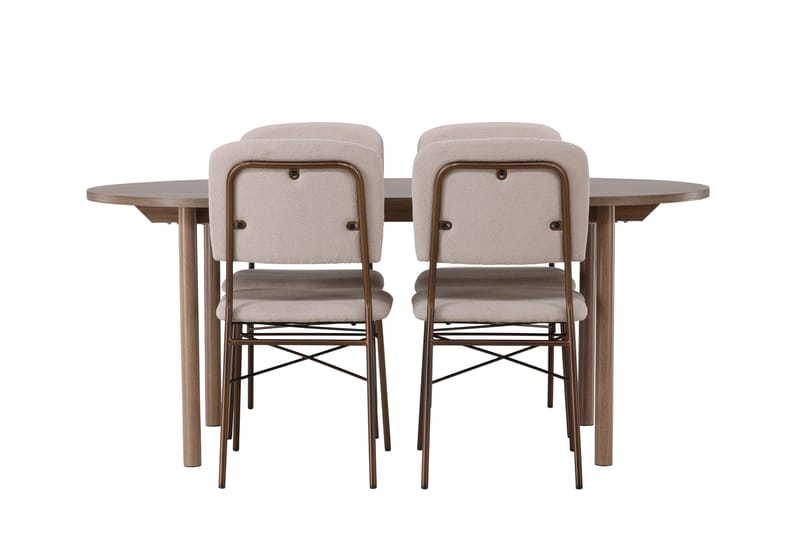 Andy Spisegruppe 180 cm Oval med 4 Seda Stoler, Beige