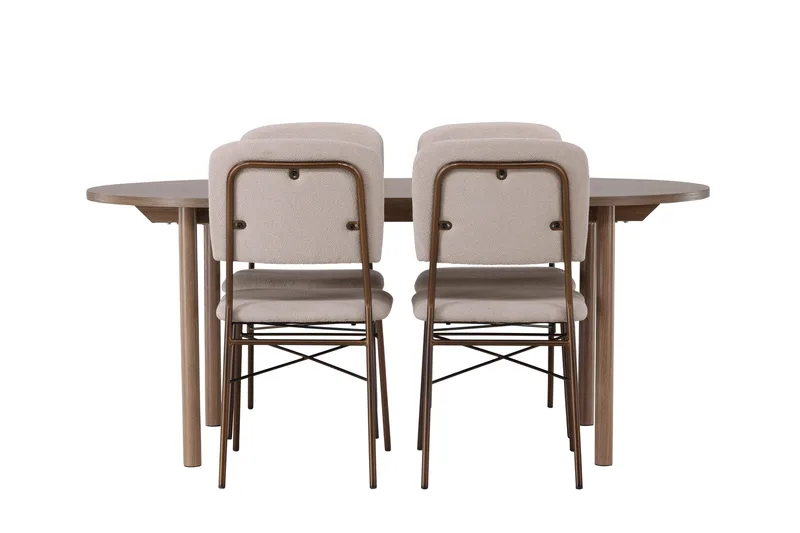 Andy Spisegruppe 180 cm Oval med 4 Seda Stoler, Beige