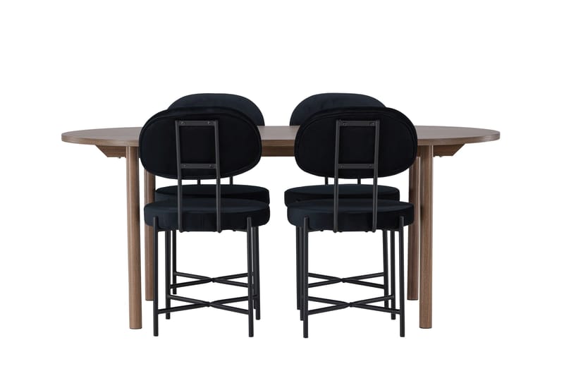Andy Spisegruppe 180 cm Oval med 4 Stella Stoler, Sort