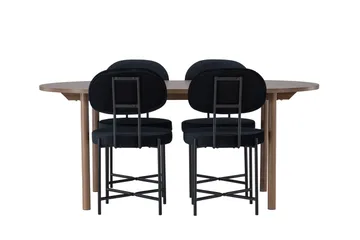 Andy Spisegruppe 180 cm Oval med 4 Stella Stoler - Sort - Møbler - Bord - Spisegruppe