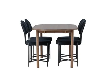 Andy Spisegruppe 180 cm Oval med 4 Stella Stoler - Sort - Møbler - Bord - Spisegruppe