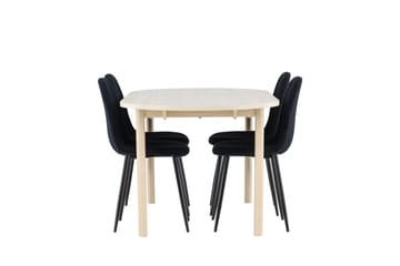 Andy Spisegruppe 180 cm Oval med 4 Polar stoler - Whitewash/Sort - Møbler - Bord - Spisegruppe