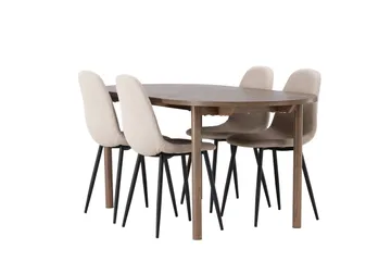 Andy Spisegruppe 180 cm Oval med 4 Polar Stoler - Beige - Møbler - Bord - Spisegruppe