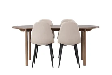 Andy Spisegruppe 180 cm Oval med 4 Polar Stoler - Beige - Møbler - Bord - Spisegruppe