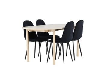 Andy Spisegruppe 180 cm Oval med 4 Polar stoler - Whitewash/Sort - Møbler - Bord - Spisegruppe
